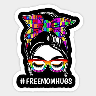 Pride Month Free Mom Hugs LGBT  Flag Sticker